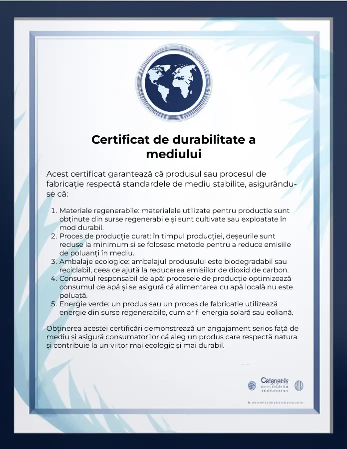 Certifikát o environmentálnej udržateľnosti